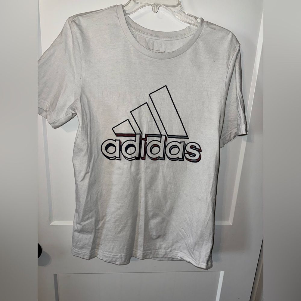 Adidas White Short Sleeve Tee Classic Logo